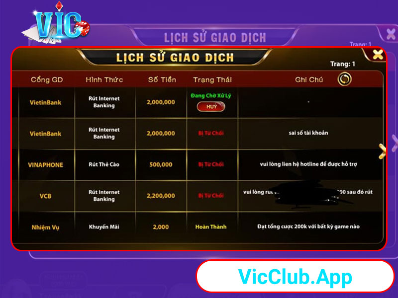 Rút tiền tại Vic Club cực kỳ đơn giản